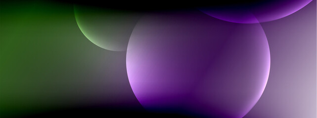 Vector abstract background liquid bubble circles on fluid gradient with shadows and light effects. Shiny design templates for text