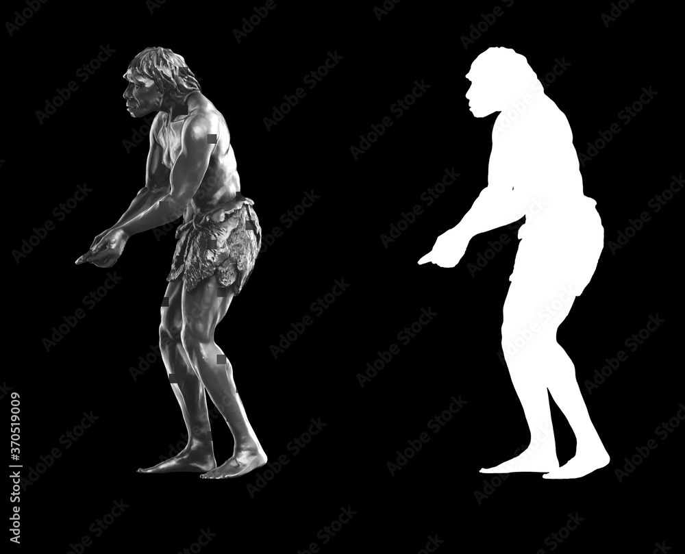 Poster a collection of black metal sculptures on a black background for your design ideas. 3d rendering of 