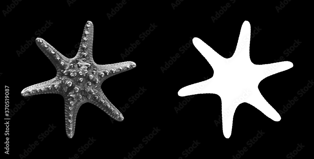 Poster a collection of black metal sculptures on a black background for your design ideas. 3d rendering of 