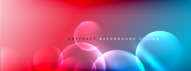 Vector abstract background liquid bubble circles on fluid gradient with shadows and light effects. Shiny design templates for text
