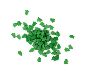 Christmas green confetti tree isolated on white background
