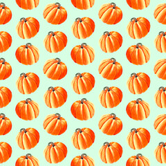 cute seamless pattern with watercolor pumpkins