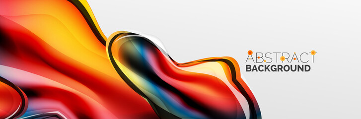 Vector abstract background, flowing liquid style bubble with metallic, color quicksilver chrome texture and color glow effects