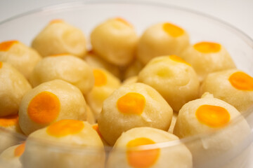 Thai sweets with yellow beans inside