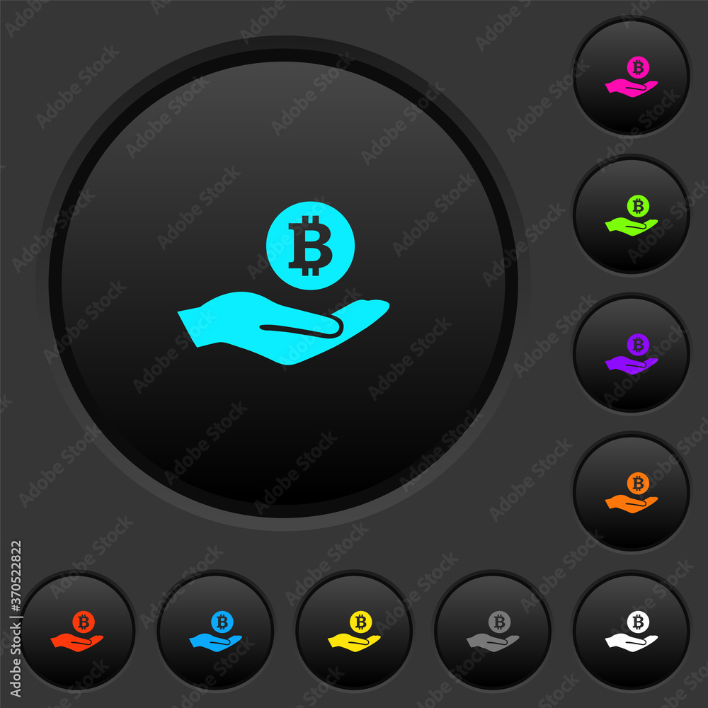 Poster bitcoin earnings dark push buttons with color icons