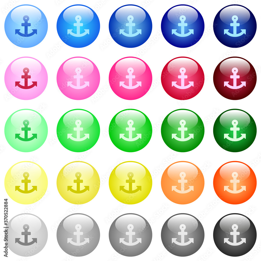 Poster anchor icons in color glossy buttons