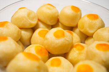 Thai sweets with yellow beans inside