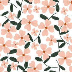 seamless floral pattern with hand drawn doodle flowers. Perfect for apparel,fabric, textile, nursery decoration,wrapping paper.