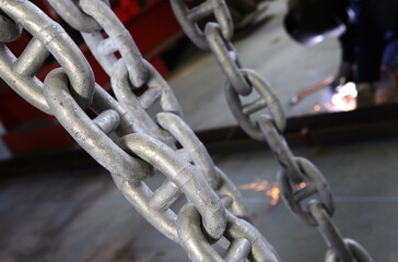 Chains at the shipyard. Shipbuilding industry