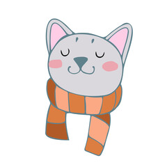 cat in a scarf on the white background