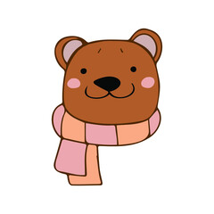 bear in a scarf on the white background
