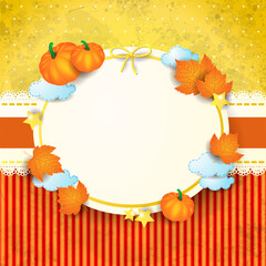 Autumn background with stickers and blank label