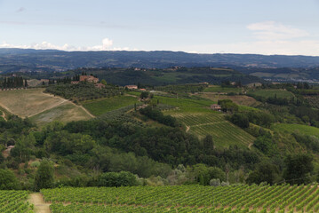 Fototapeta na wymiar Tuscan Landscape view from the village of San Gimignano