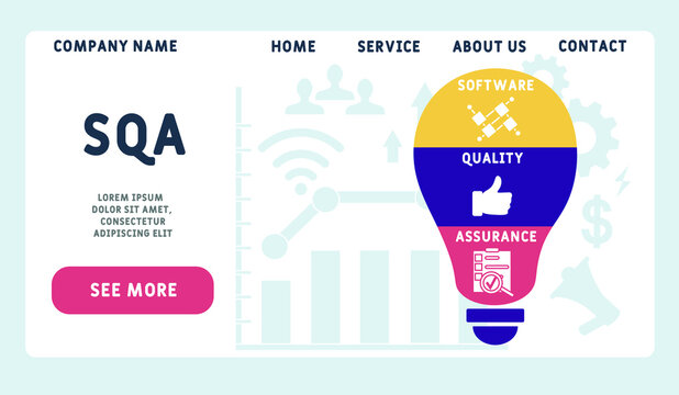 Vector website design template . SQA - software quality assurance  illustration for website banner, marketing materials, business presentation, online advertising.