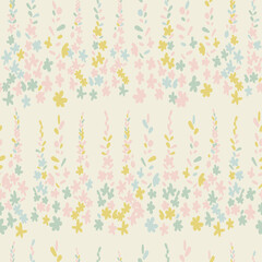  Floral vector seamless pattern. Simple stylized flowers and leaves background made with clipping mask for easy editing.