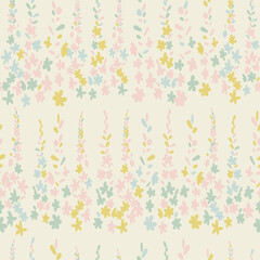  Floral vector seamless pattern. Simple stylized flowers and leaves background made with clipping mask for easy editing.