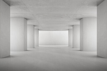 Fototapeta premium 3D render of empty concrete room with shadow on the wall.