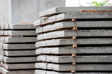 stacked precast concrete floor in site construction.