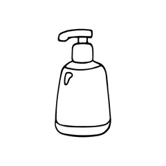 hand drawn antiseptic bottle isolated. Hand drawn bottle of antiseptic spray icon illustration vector isolated background. Alcohol, cleaner.Medical alcohol bottle, hand drawn vector illustration.