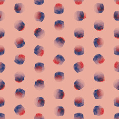 Vector red blue dots stains pink seamless pattern