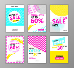 Colorful eye catching social media ads banner collection, Sale website banner template set