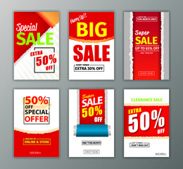 Colorful eye catching social media ads banner collection, Sale website banner template set