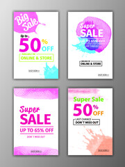 Colorful eye catching social media ads banner collection, Sale website banner template set