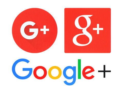 Kiev, Ukraine - June 03, 2016: Collection of popular social media Google plus logos printed on white paper. Google plus is a social network that is owned by Google Inc.