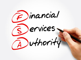 FSA - Financial Services Authority acronym, business concept background