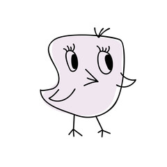 Hand drawn vector line doodle. Cute little chick bird. Seasons greetings card perfect for prints, flyers, banners, holiday invitations and more