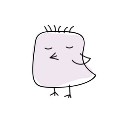 Hand drawn vector line doodle. Cute little chick bird. Seasons greetings card perfect for prints, flyers, banners, holiday invitations and more