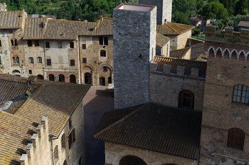 View of the town of San Gimignano from the top of one of the towers