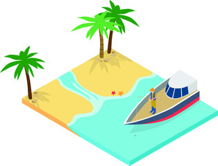 A man fishing on a boat illustration