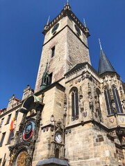 Prague, Czech Republic - July 23, 2020: The medieval Prague Astronomical Clock, or Prague Orloj