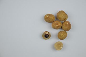 dimocarpus longan. longan on white background