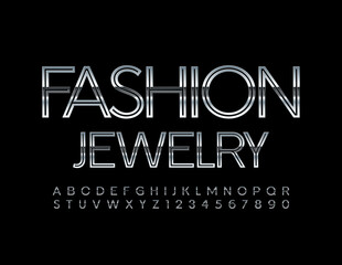 Vector premium sign Fashion Jewelry. Luxury Silver Font. Creative modern Alphabet Letters and Numbers
