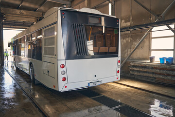 Back view of bus that being on car wash © Viacheslav Yakobchuk