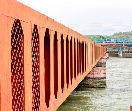 A pipeline bridge used for transportation of  water and electricity over the river.