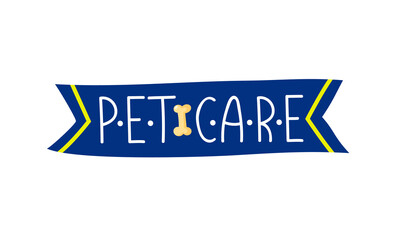 Pet care text label isolated on white.