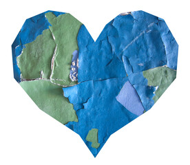 The heart with the texture of the peeling paint