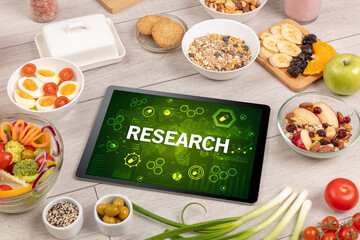 Healthy Tablet Pc compostion with RESEARCH inscription, immune system boost concept