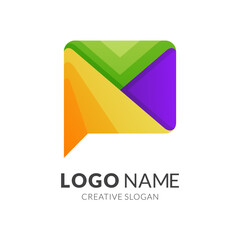 chat and mail logo template, modern 3d logo style in gradient vibrant colors