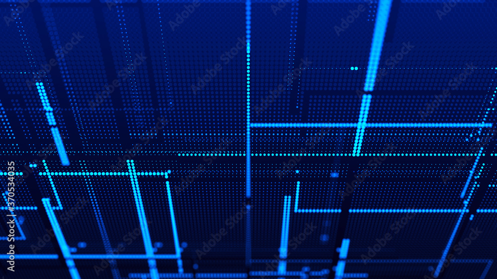 Aufkleber cybernetic futuristic background. matrix. big data. abstract perspective illustration. 3d rendering.