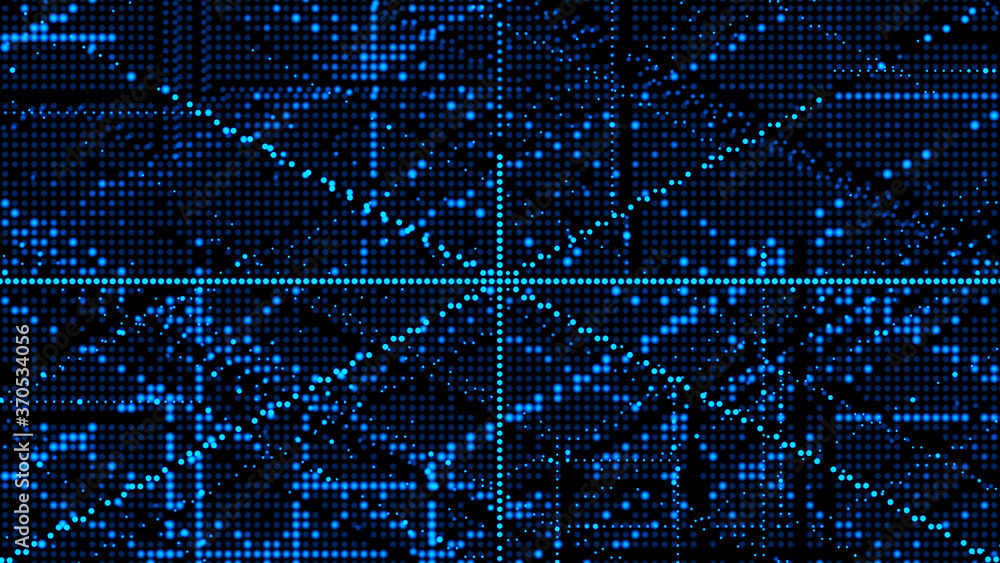 Aufkleber cybernetic futuristic background. matrix. big data. abstract perspective illustration. 3d rendering.