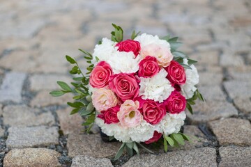 festive bouquet of pink-white