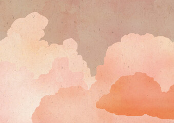 textured illustration with summer sky. pink cloud in vintage style
