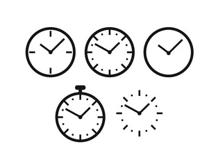 Watch icon. Wall watch vector set. 