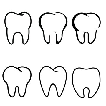 Tooth vector icon set. dentist illustration sign collection. stomatology symbol.