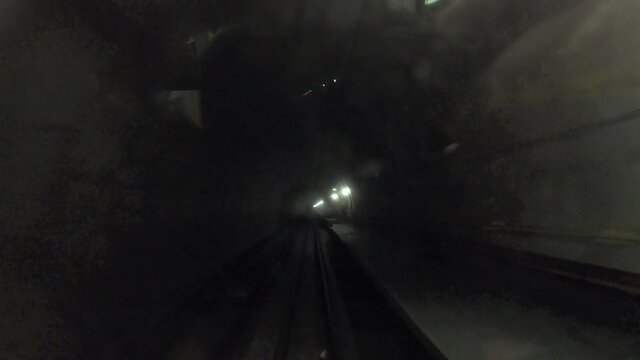 Black metropolitan subway tunnel fast time lapse 