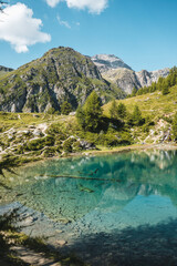 Blue lagoon in Switzerland mountains, Valle Verzasca, Lac Bleu